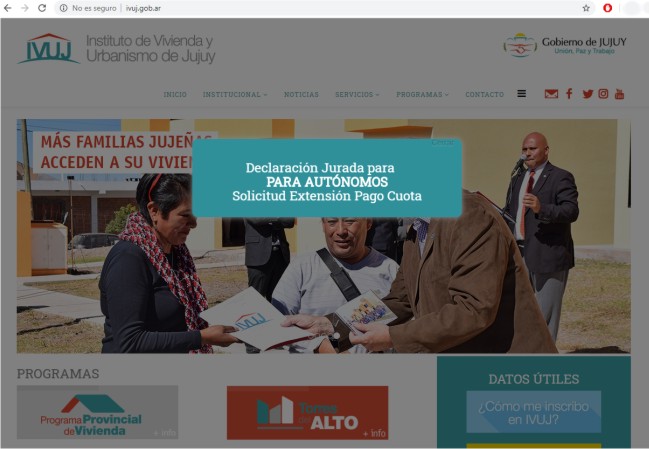 080420 Home Ivuj.gob .ar Pop Up DDJJ